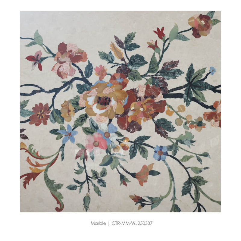 Waterjet Marble Polished Peony Medallion Tile Wholesale