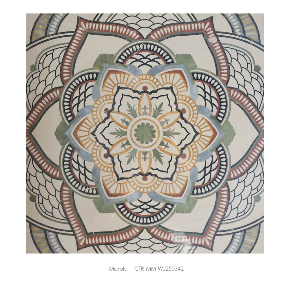 Waterjet Marble Polished Mandala Floral Medallion Tile Wholesale