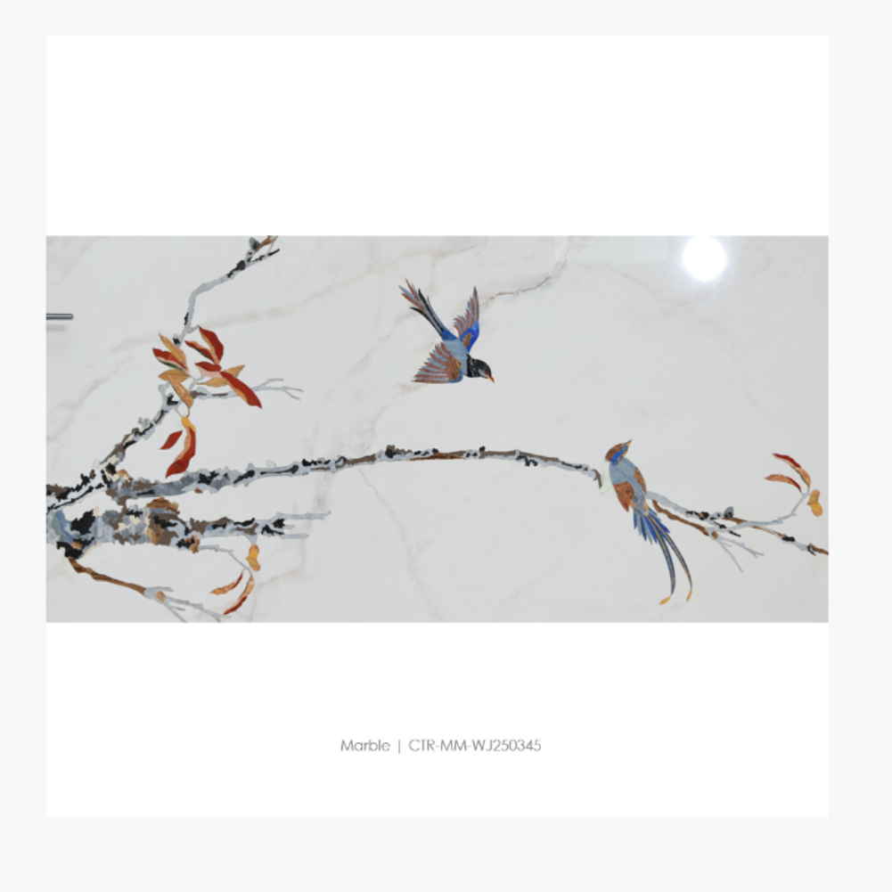 Waterjet Marble Polished Birds Artistic Mosaic Painting Wholesale