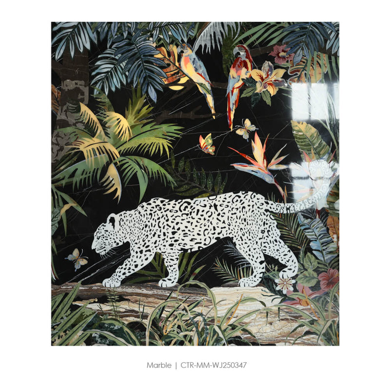 Waterjet Marble Polished Jungle Leopard Medallion Tile Wholesale