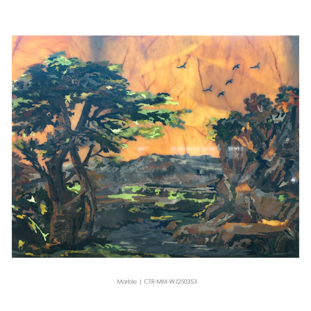 Waterjet Marble Polished Forest Sunset Medallion Tile Wholesale