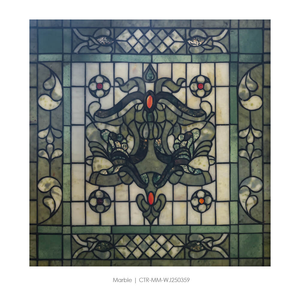 Waterjet Marble Polished Green Floral Medallion Tile Wholesale