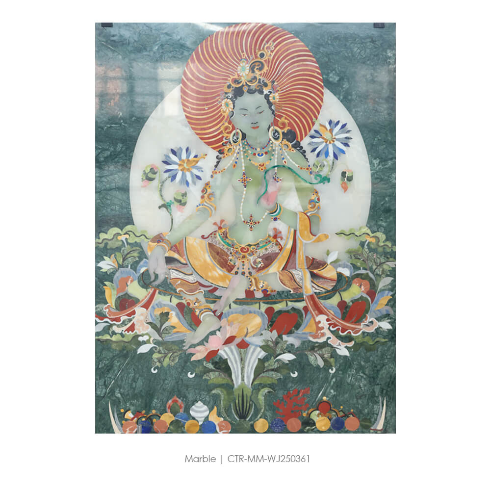 Waterjet Marble Polished Buddhist Deity Medallion Tile Wholesale