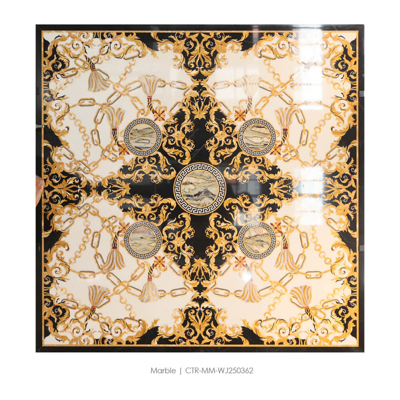 Waterjet Marble Polished Golden Chain Pattern Medallion Tile Wholesale