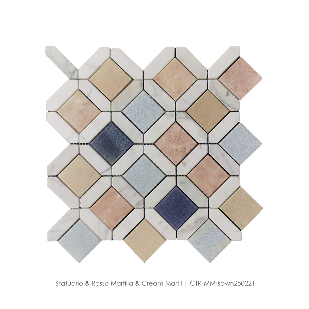 Mix Color Marble Mosaic Honed Tile Wholesale