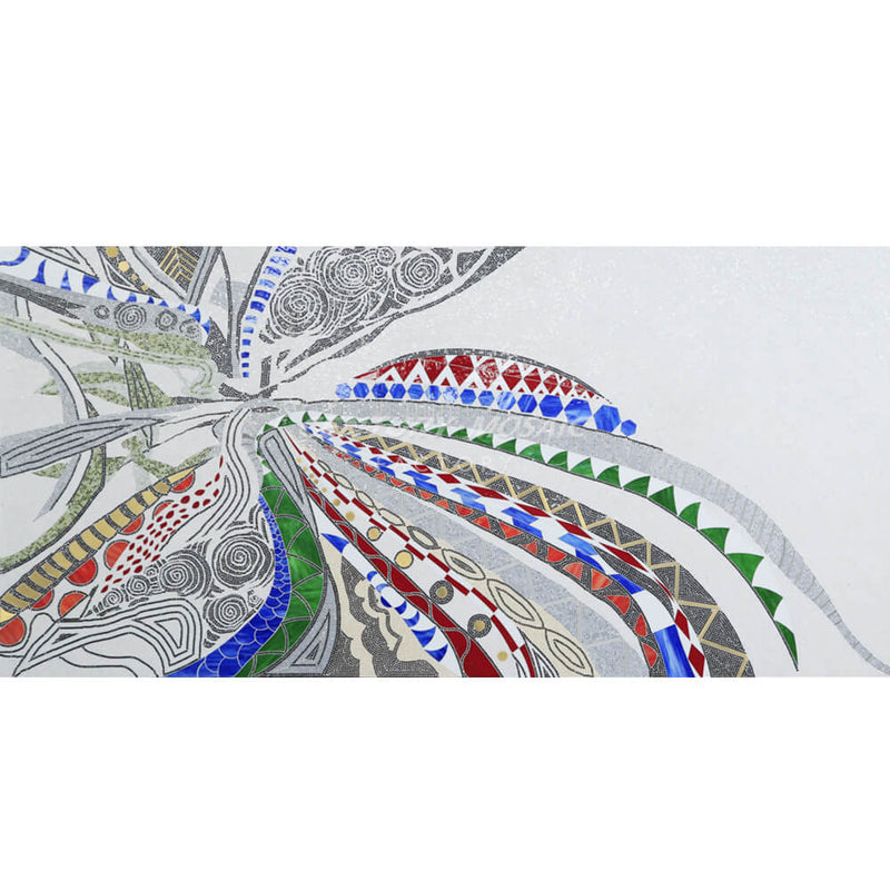 Peacock Artistic Mosaic Painting Waterjet Medallion