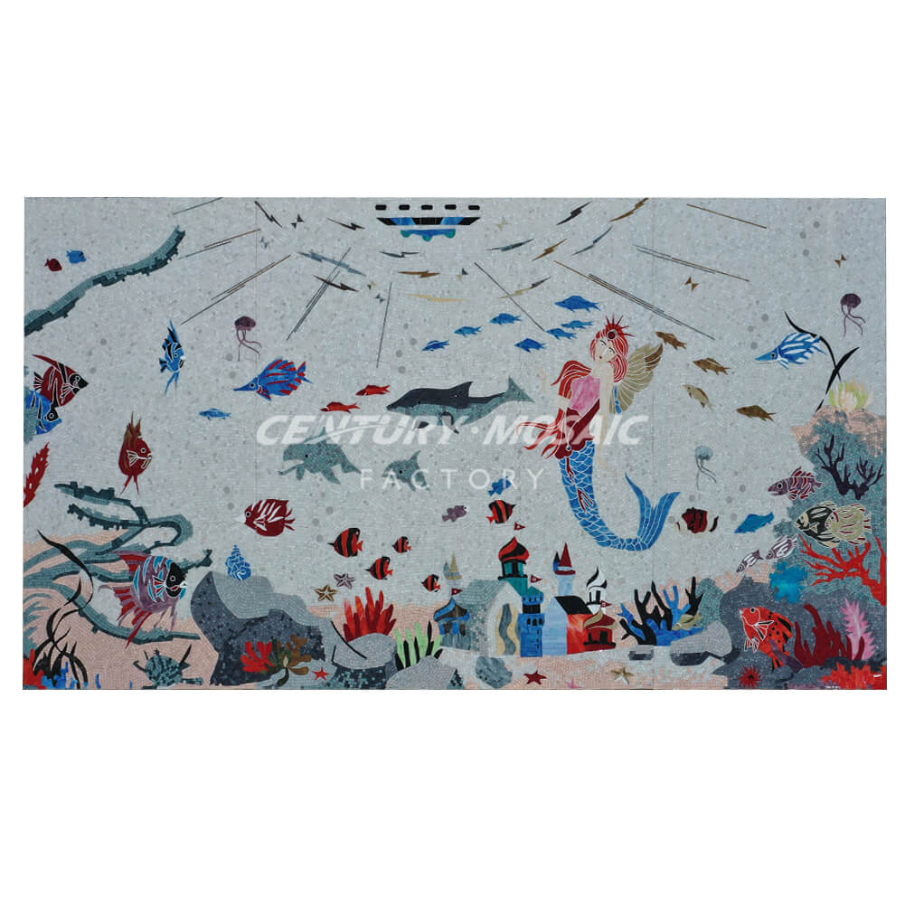 Submarine World Artistic Mosaic Painting Waterjet Medallion