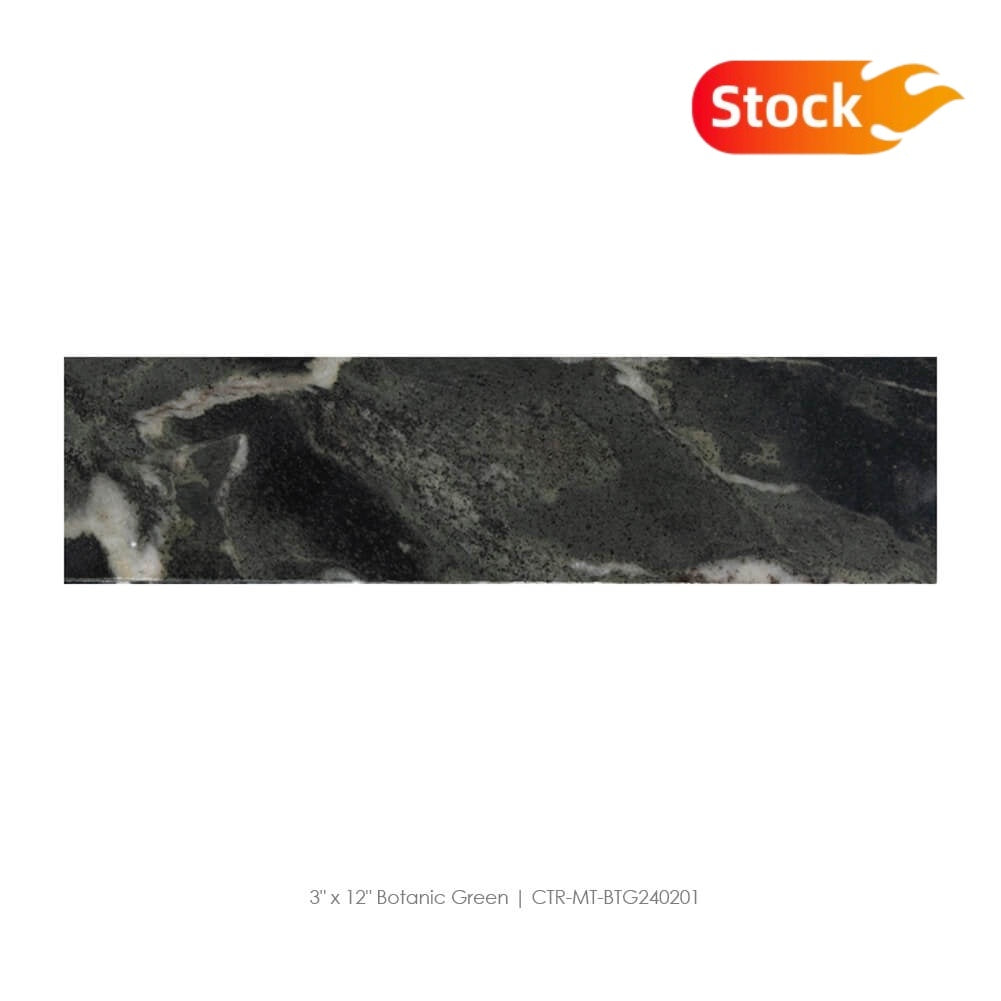 3" x 12" Botanic Green Marble Polished Tile In Stock