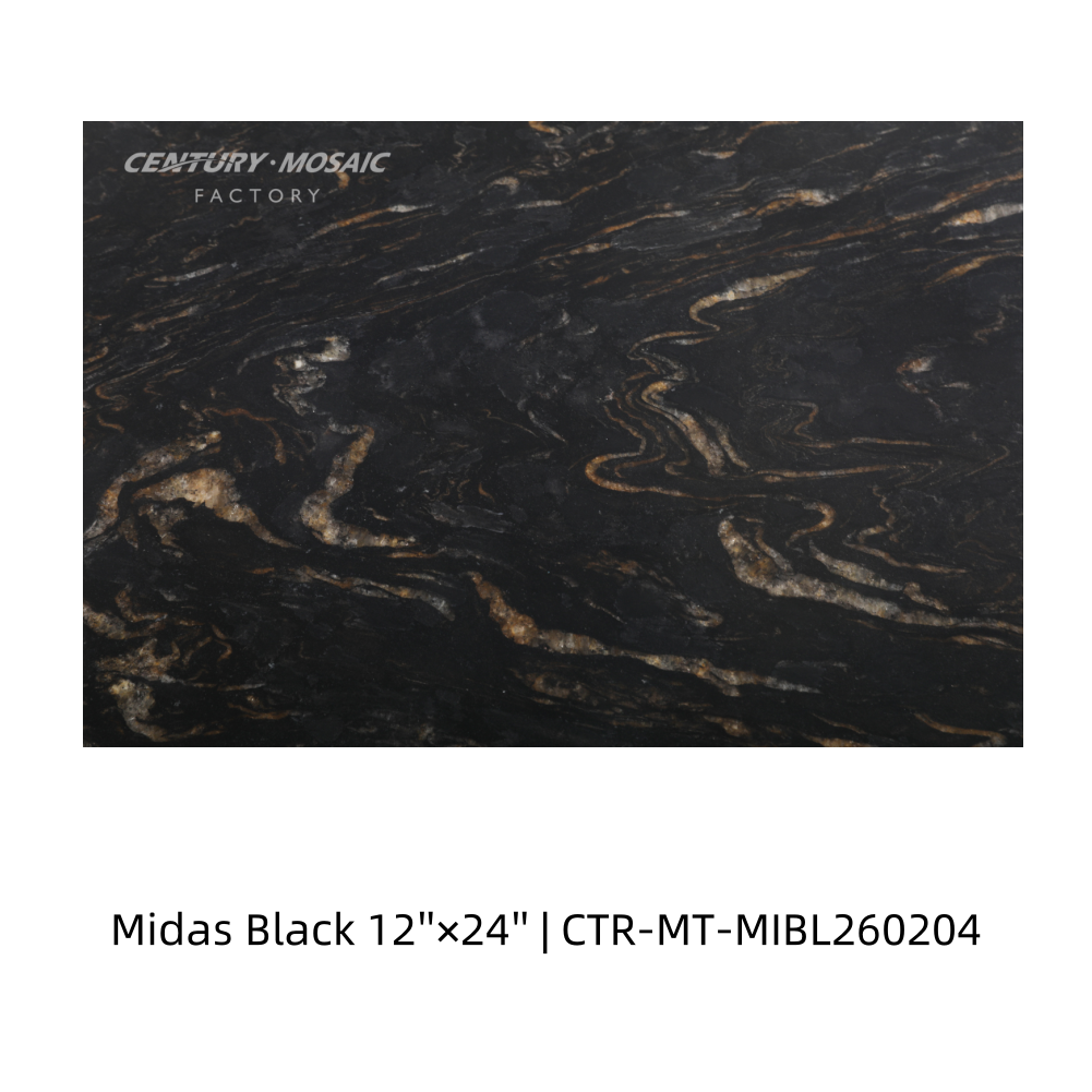 Midas Black Gold Polished Marble Tile
