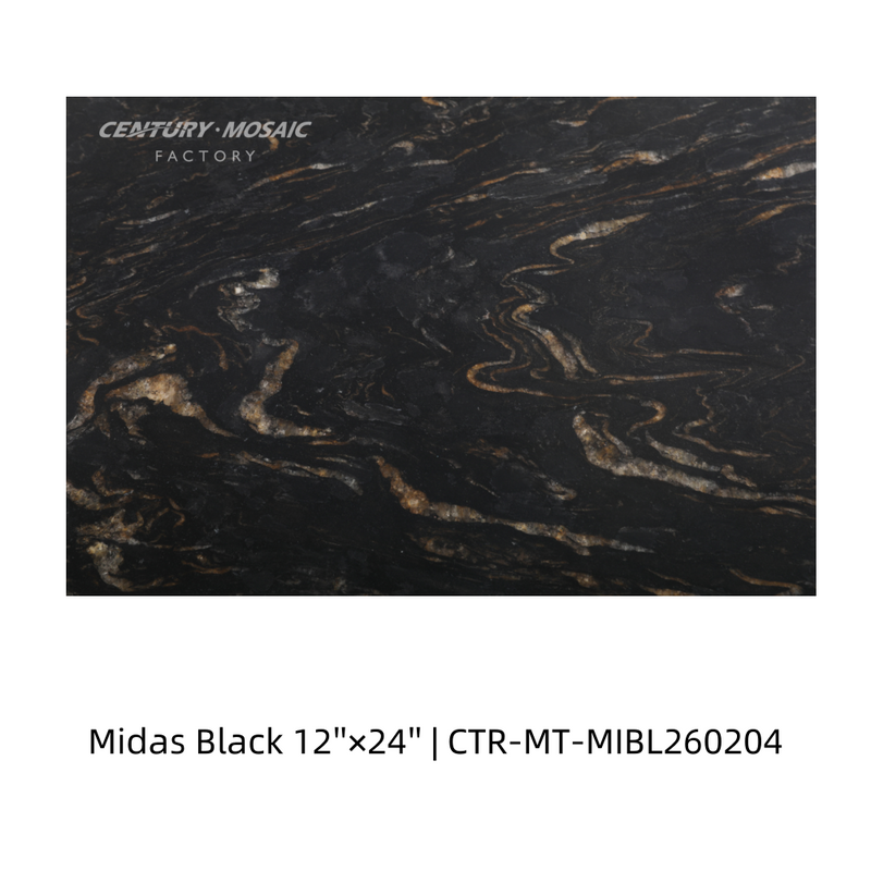 Midas Black Gold Polished Marble Tile