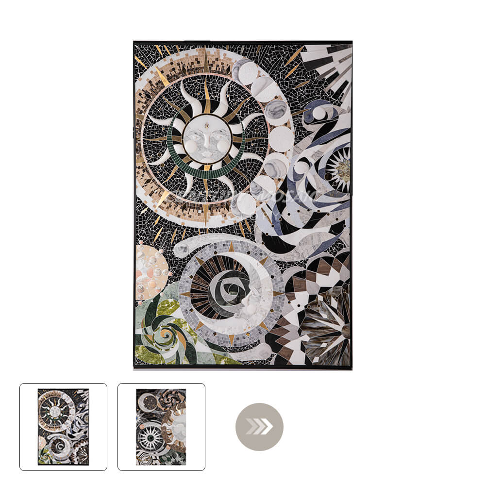 Abstract Artistic Mosaic Painting Waterjet Medallion