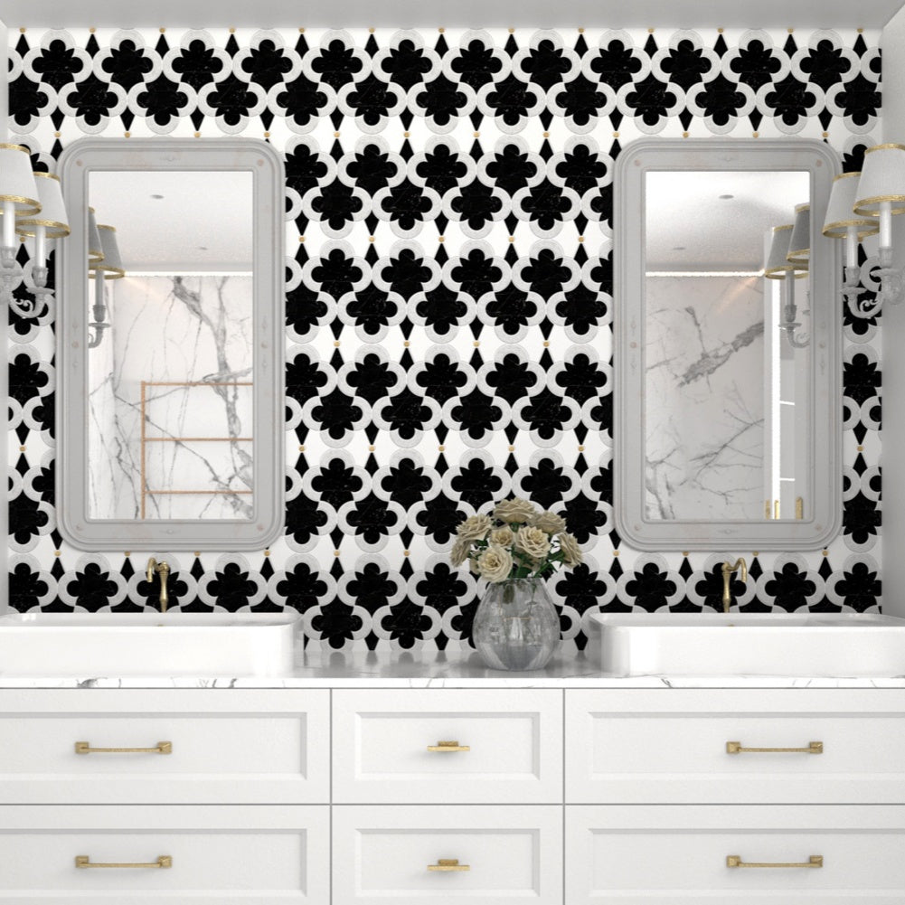 Geroge May Waterjet Marble Flower Design Polished Mosaic