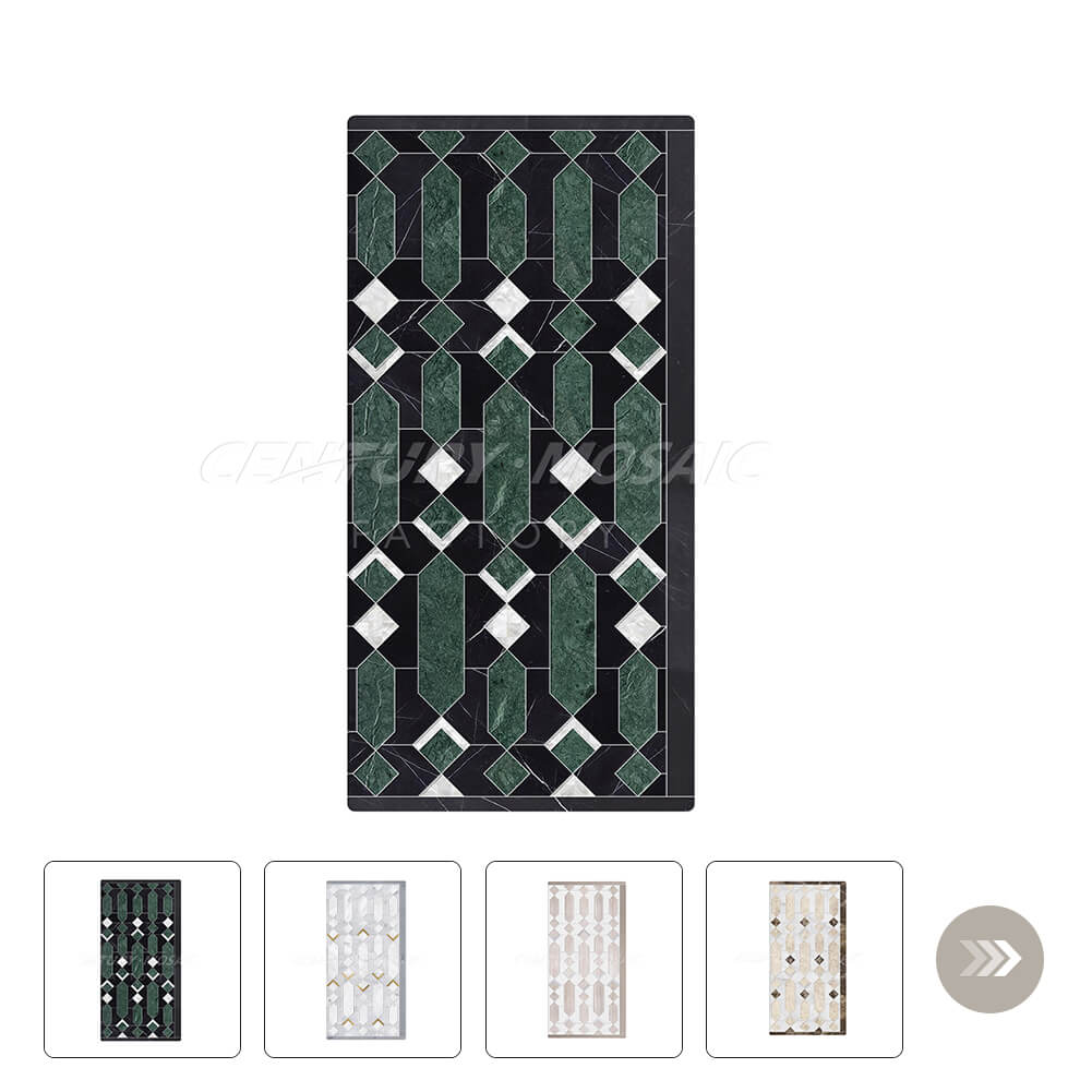 Geometrical Pattern Rectangle Marble Dining Table Wholesale