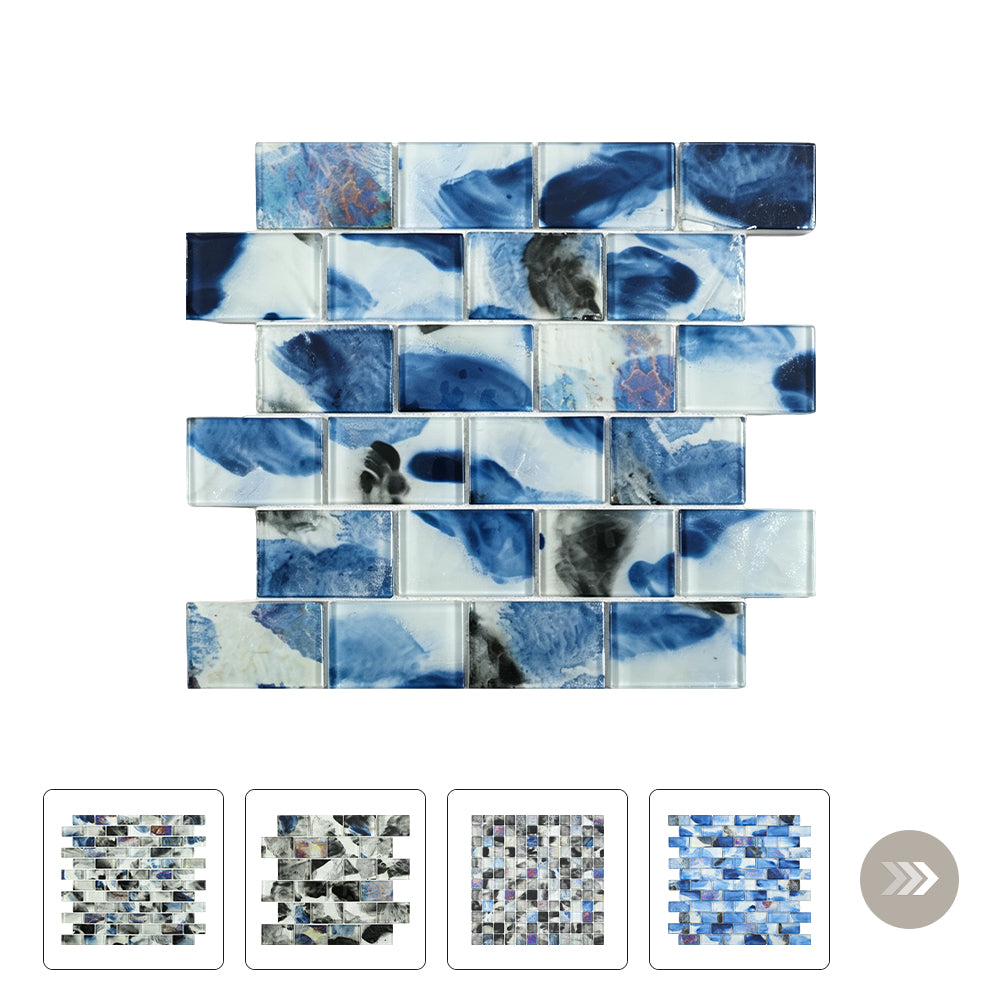 Iridescent Swimming Pool Glass Mosaic