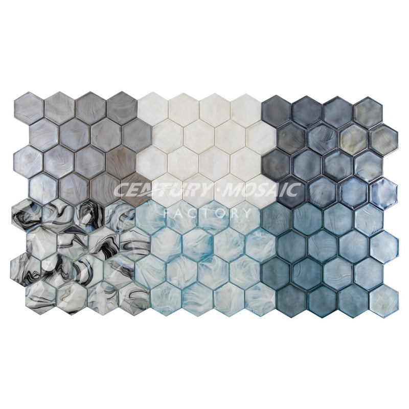 Hexagon Hot Melt Artistic Glass Mosaic Wholesale Collection