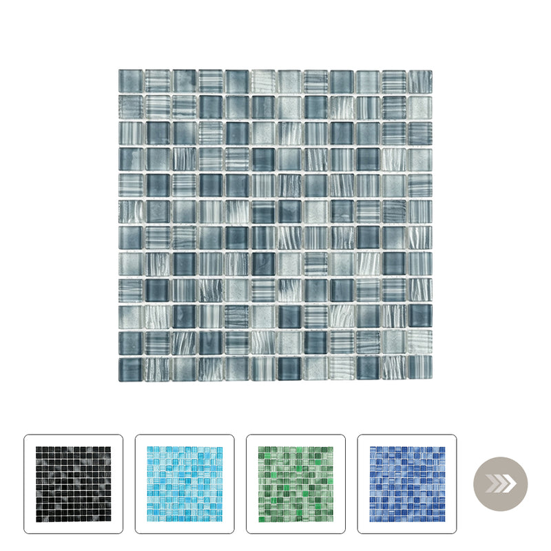 Swimming Pool 1'' Square Glossy Glass Mosaic
