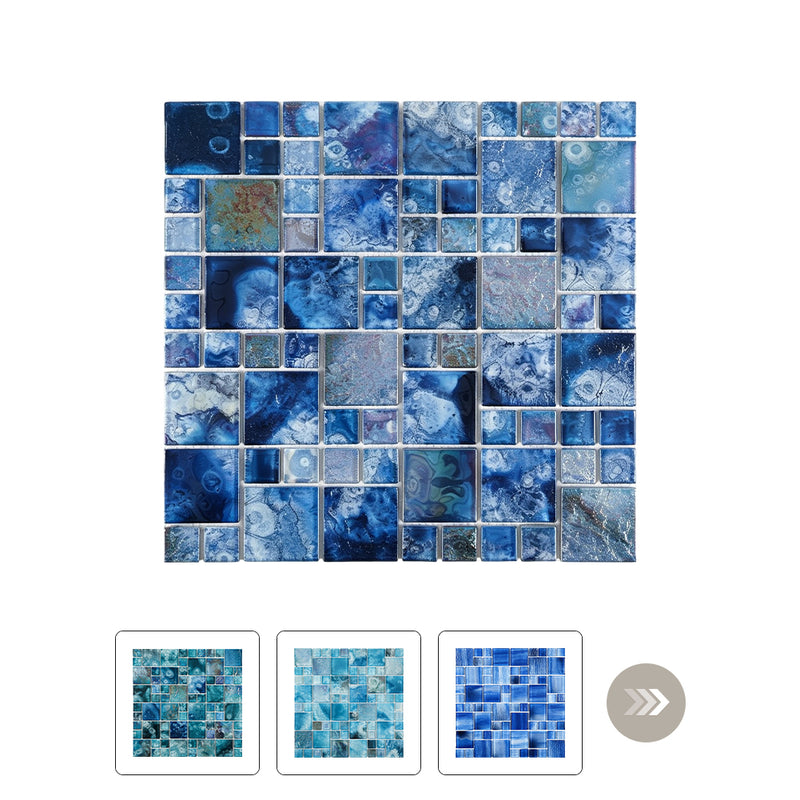 Swimming Pool Square 3D Glossy Glass Mosaic