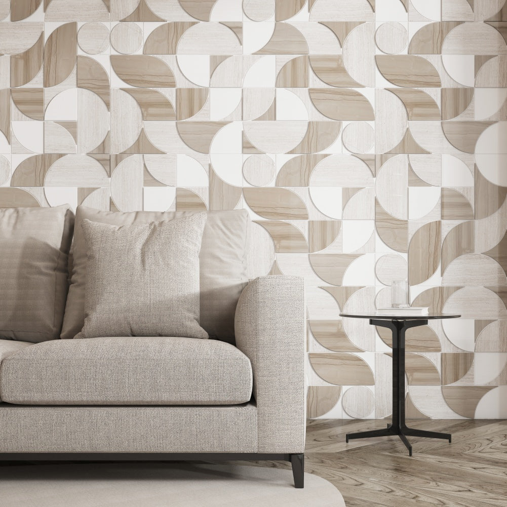Geometry World Waterjet Marble Polished Mosaic Tile