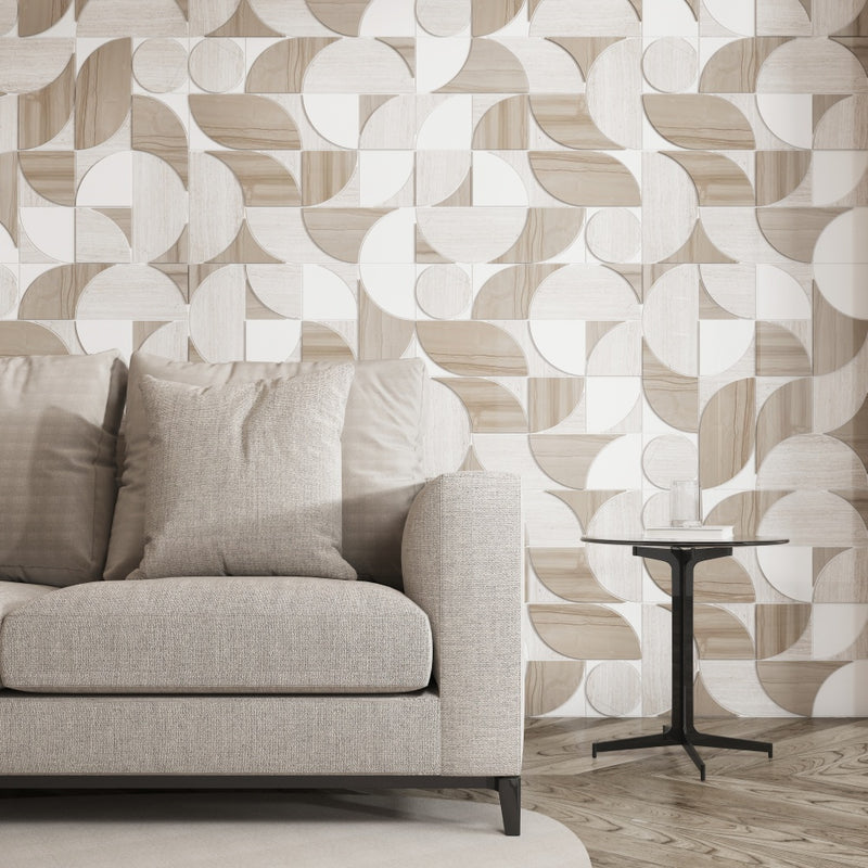 Geometry World Waterjet Marble Polished Mosaic Tile