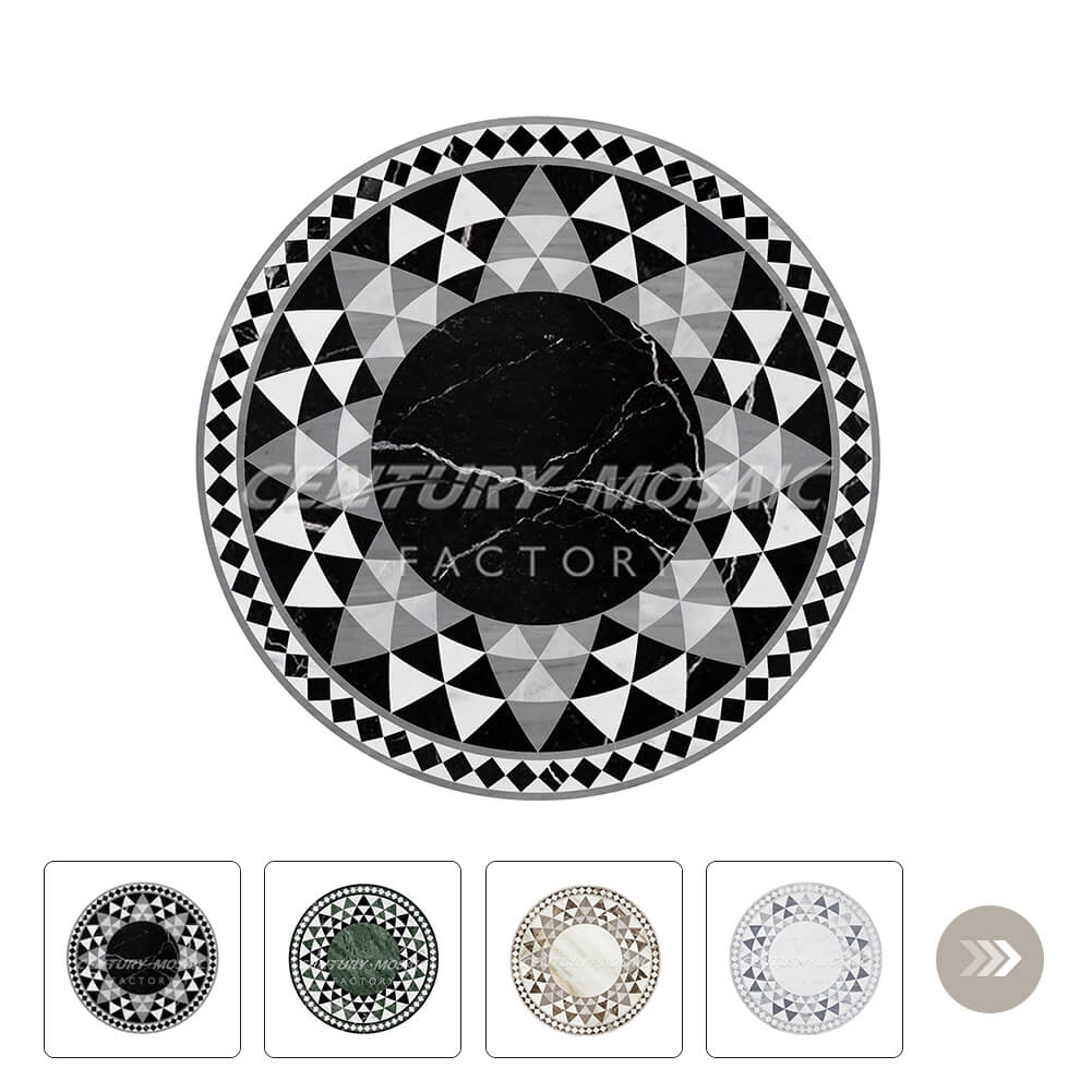 Porto Black and White Marble Round Polished Dining Table Wholesale