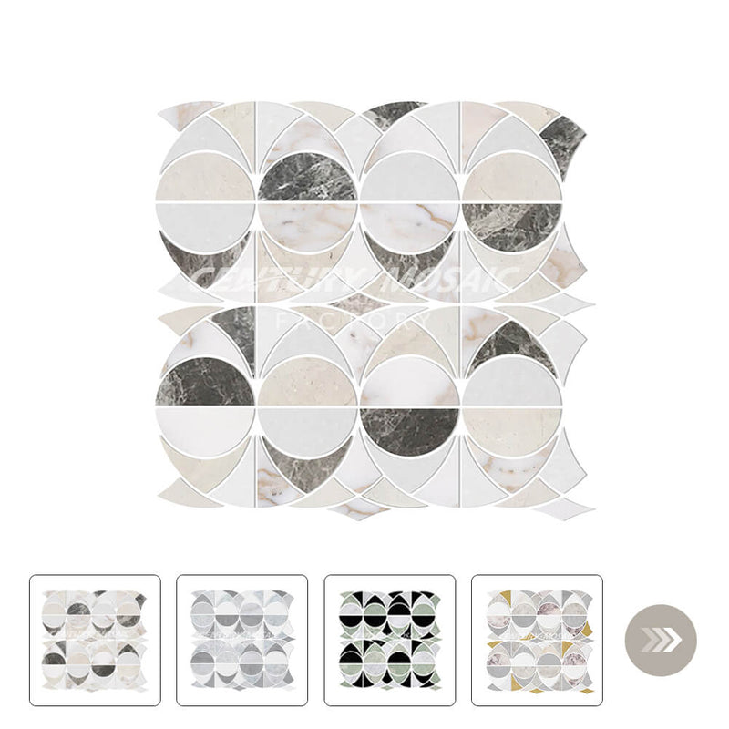 New Design Circle Waterjet Marble Polished Mosaic Wholesale