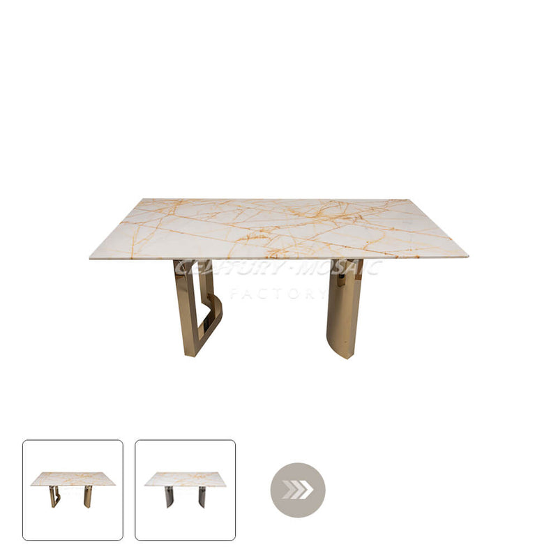 Athena Gold White with Gold Vein Marble Dining Table