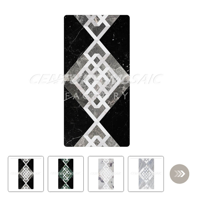 NOAH Triangle Diamond Design Marble Polished Rectangle Dining Table Wholesale