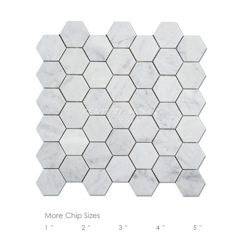 Bianco Carrara White Marble Hexagon Mosaic Tile