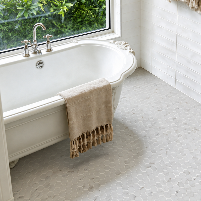Calacatta Velino 2'' Hexagon Marble Mosaic