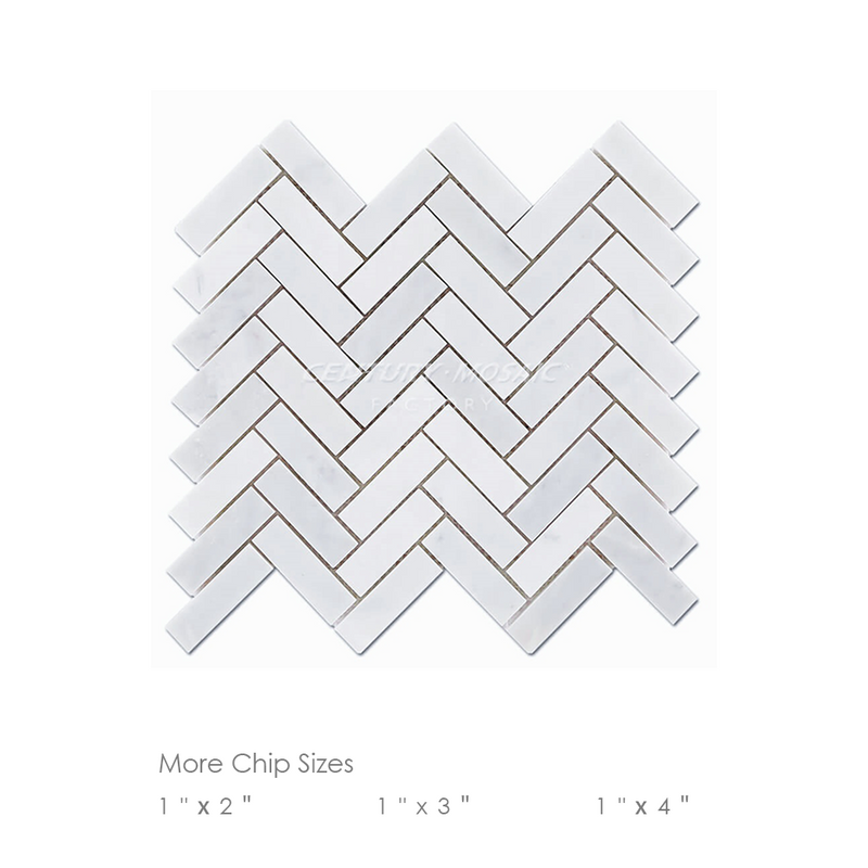 Statuary White Herringbone Marble Mosaic Tile Collection Wholesale