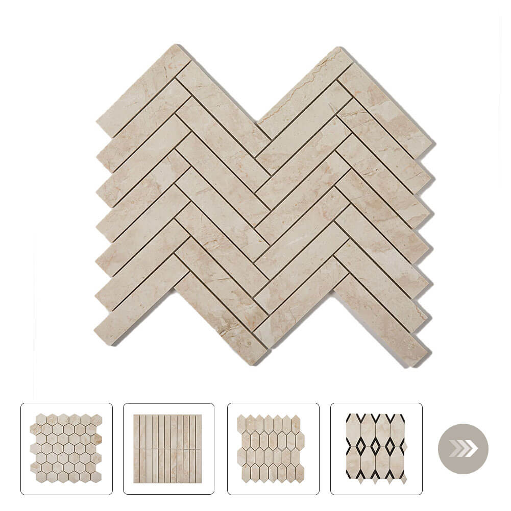 Botticino Fiorito Beige Mosaic Factory Kitchen Backsplash and Floor Marble Tiles Supplier wholesale