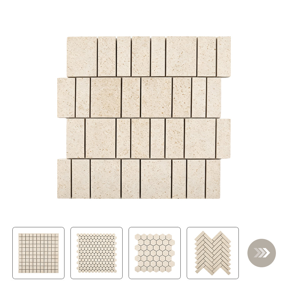 Moleanos Beige Limestone Honed Mosaic Tile