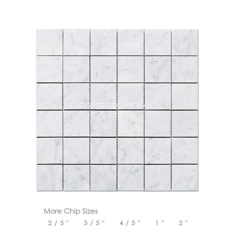 Bianco Carrara White Marble Square Mosaic Tile 