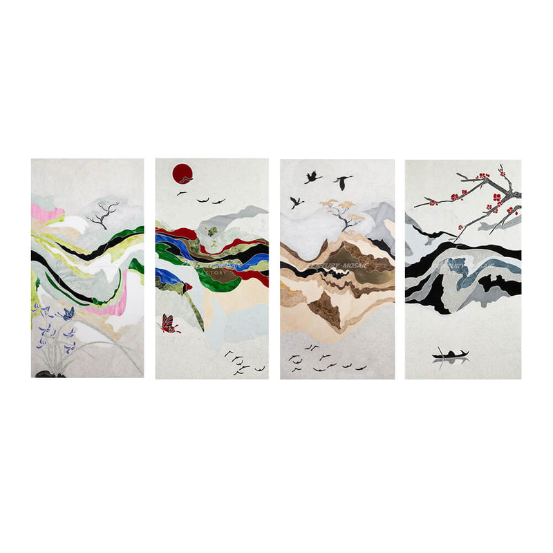 The Four Seasons Abstract Artistic Mosaic Painting Waterjet Medallion