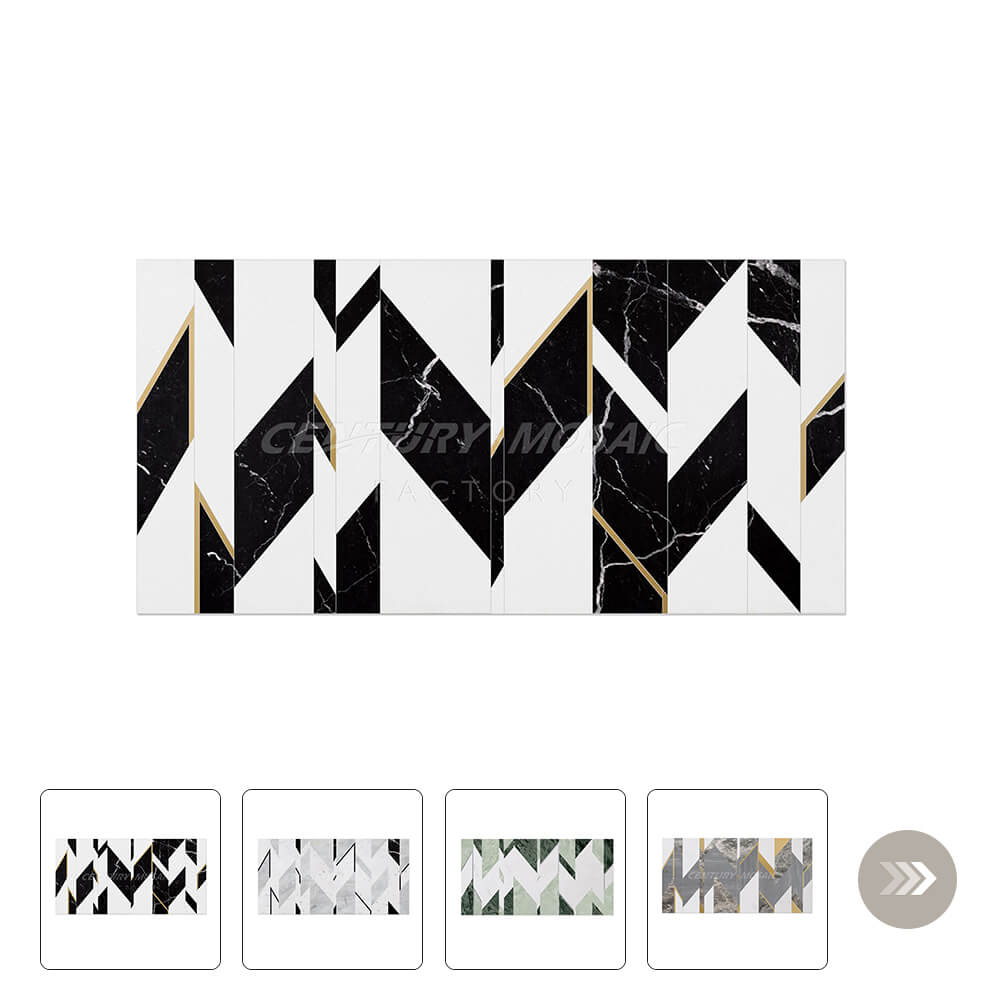 Parallelogram Pattern Marble Rectangular Dining Table Wholesale