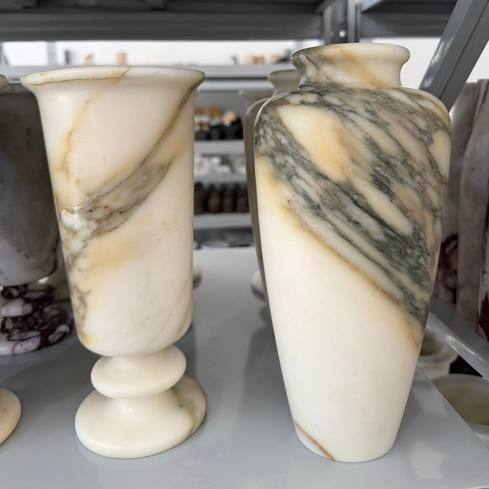 White and Yellow Marble Vase Collection Wholesale