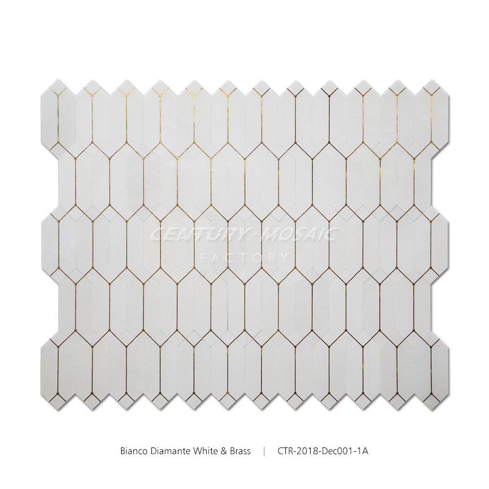Inlay Long Hexagon White Marble Waterjet Mosaic Wholesale