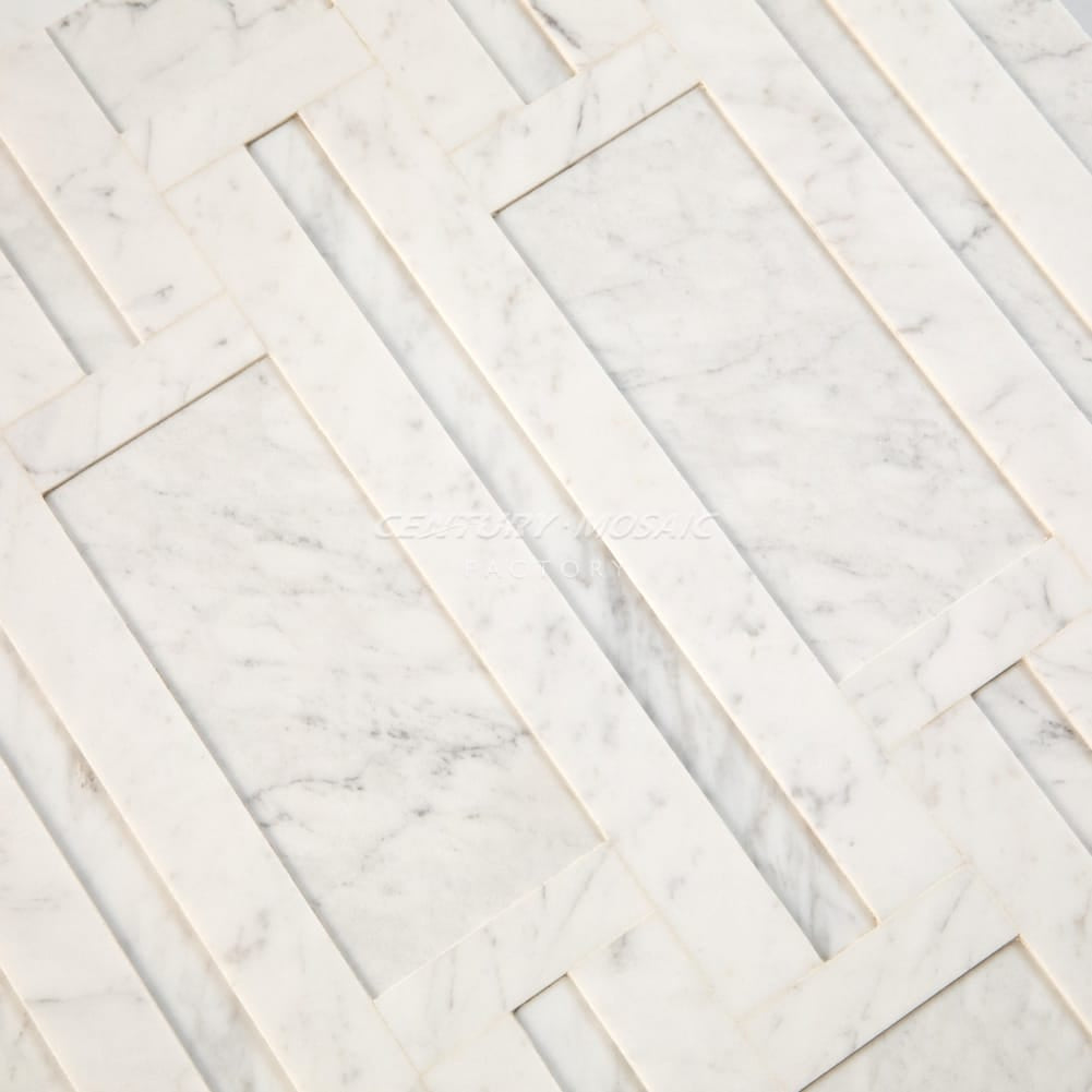 Cowen Castle Waterjet Marble White Polished Mosaic Wholesale