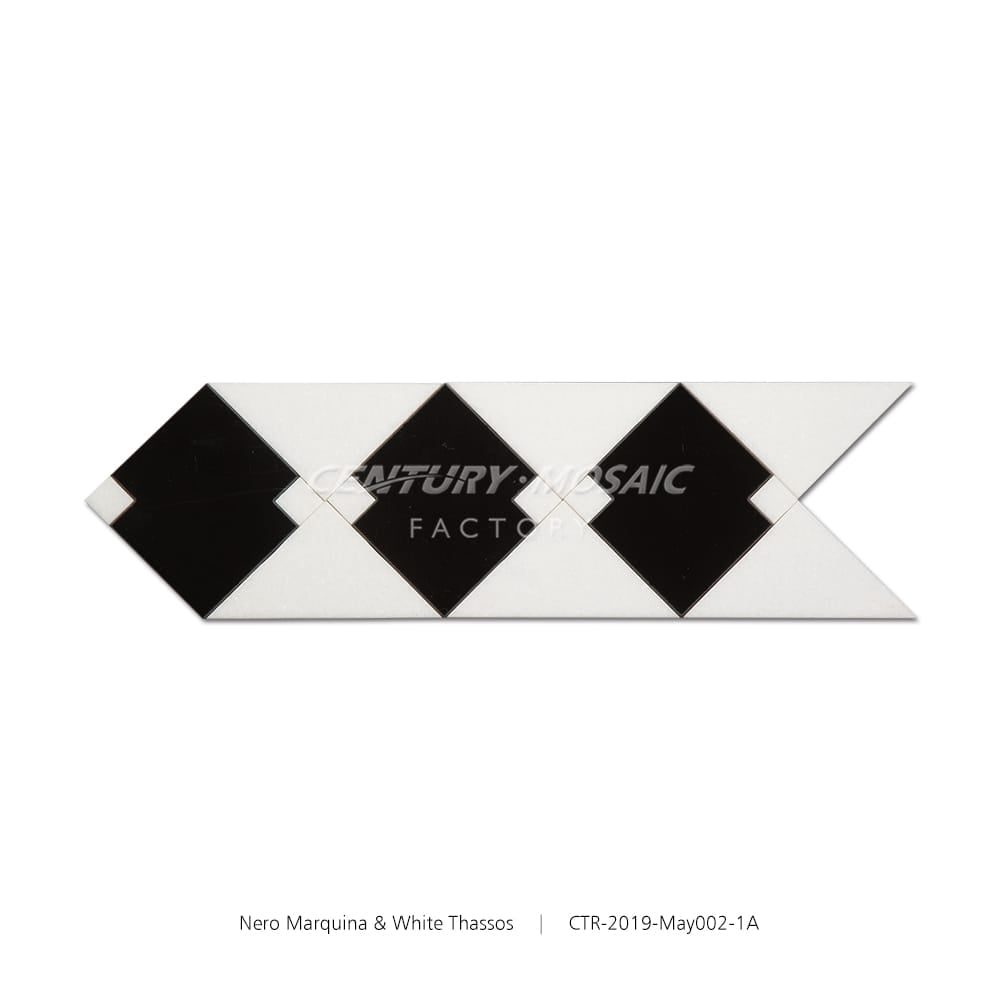 Nero Marquina,White ThassosMarble Polished Border Tile Wholesale