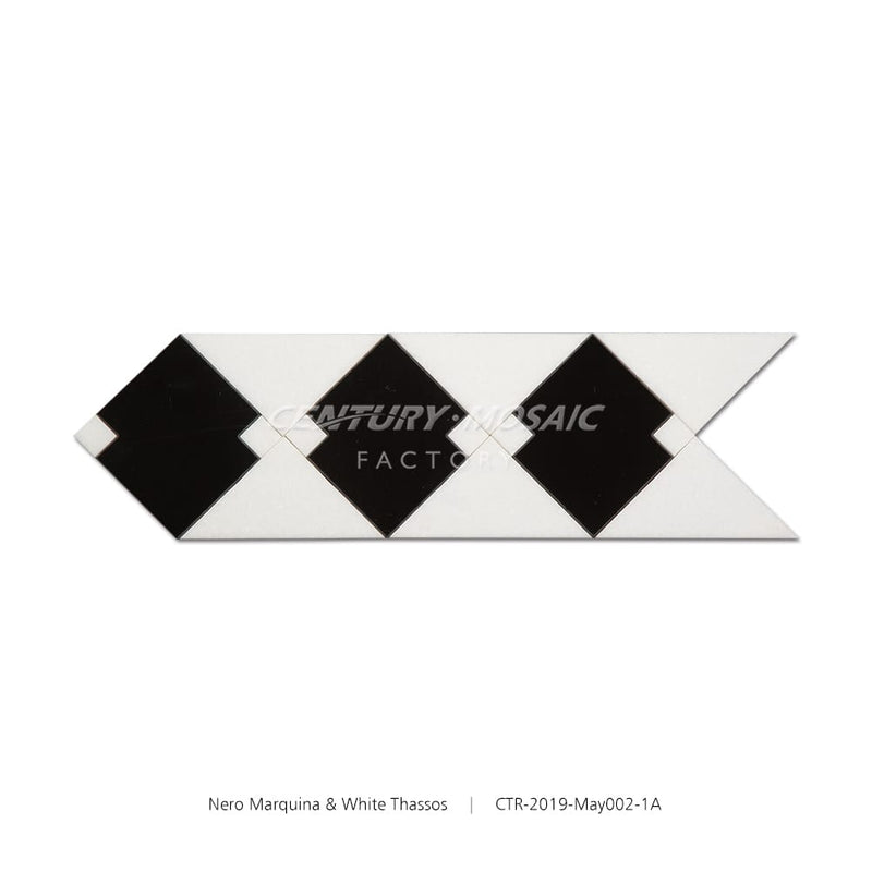Nero Marquina,White ThassosMarble Polished Border Tile Wholesale