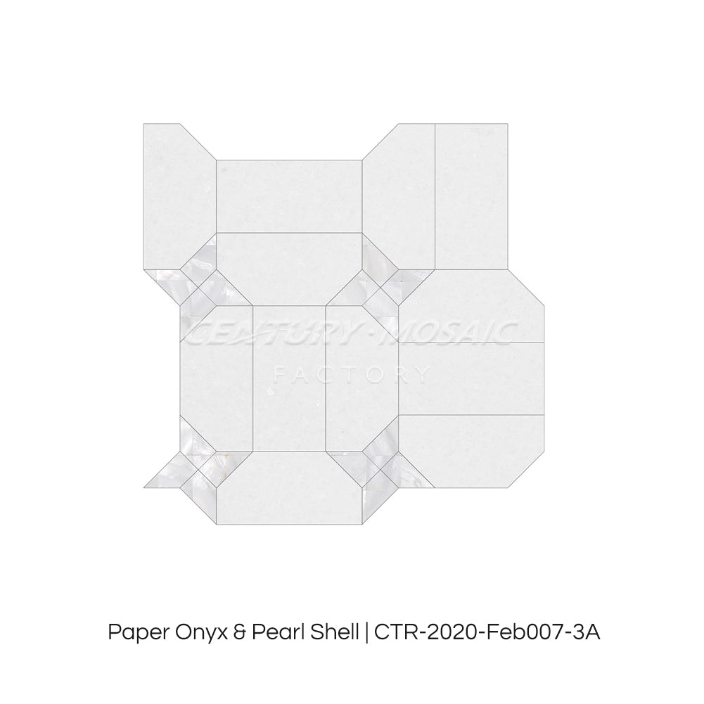Tiny Bone Paper Onyx and Pearl Shell White Marble Art Mosaic Manufacturer