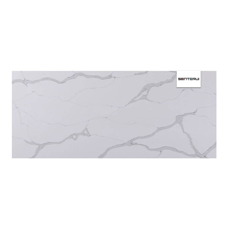 Calacatta Classic Quartz White 10.49”x5.25” Polished Slab Wholesale