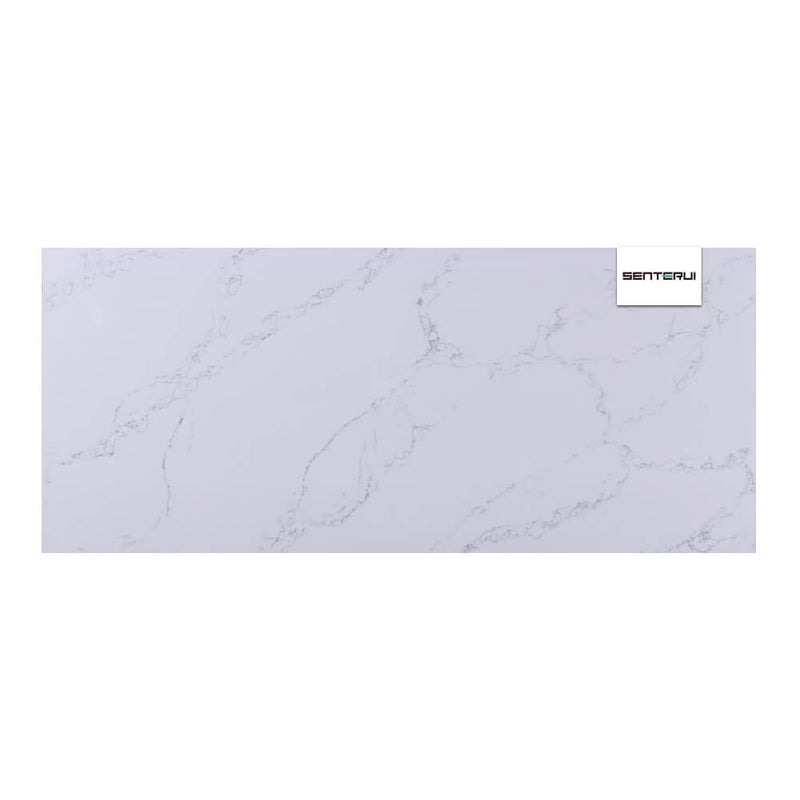 Calacatta Creek Quartz White 10.49”x5.25” Polished Slab Wholesale