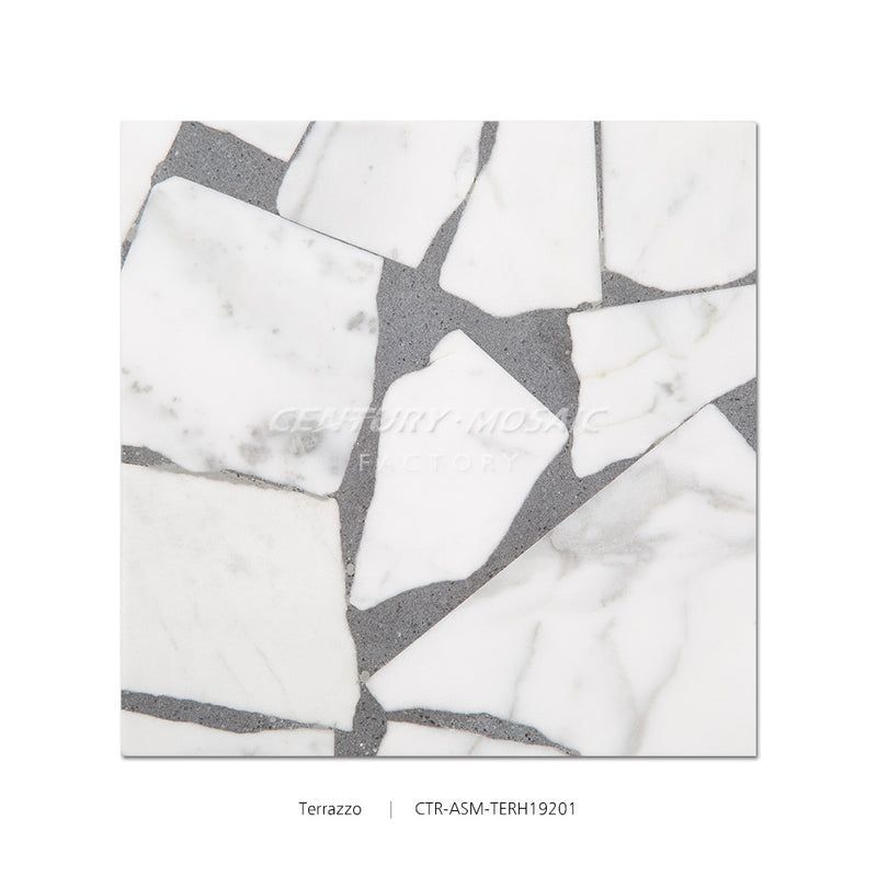 Marble Look Terrazzo White Polished Tile Wholesale