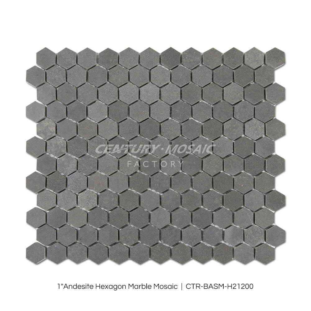 Andesite 1” Hexagon Dark Grey Marble Mosaic Wholesale