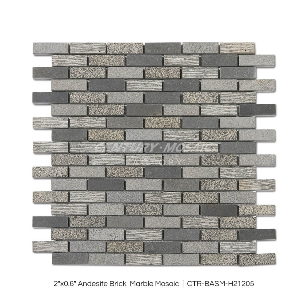 Andesite 2×0.6” Brick Dark Grey Marble Mosaic Wholesale