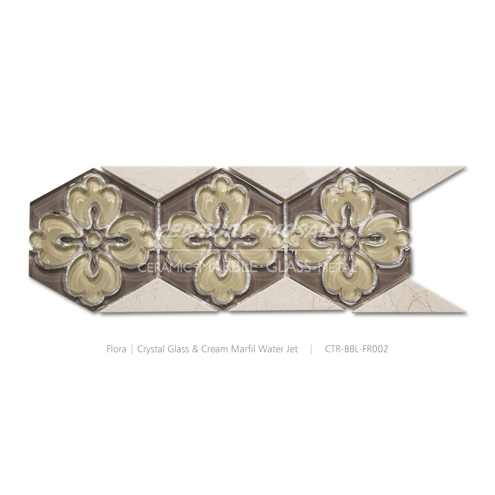 Crystal Glass & Cream Marfil Polished Border Wholesale