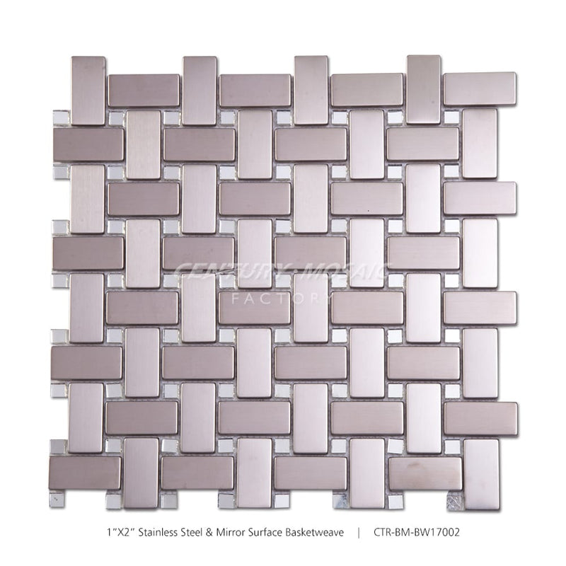 Stainless Steel Silver Basketweave Mosaic Wholesale