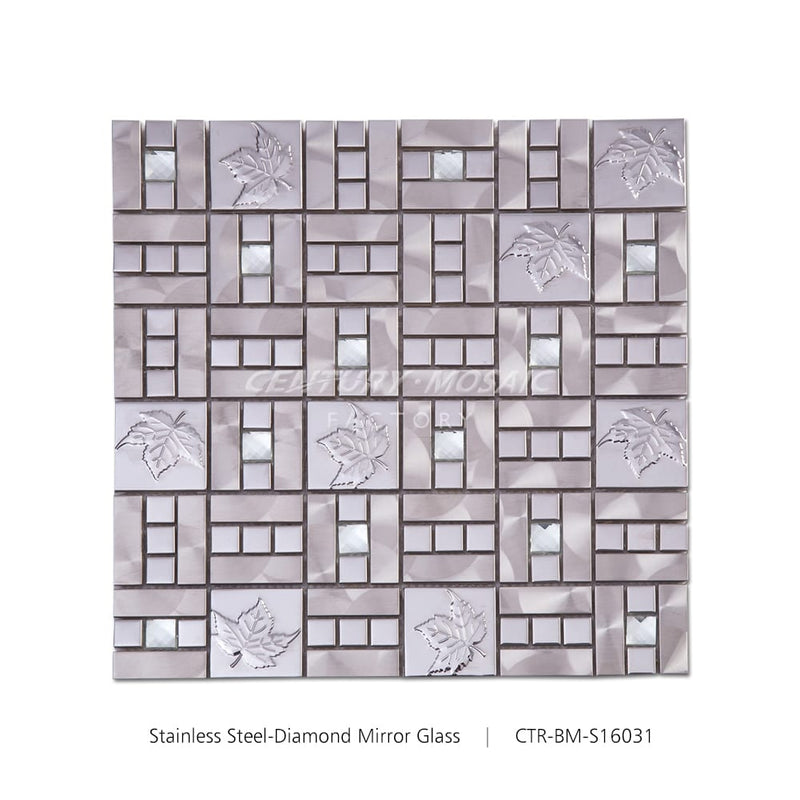 Stainless Steel Silver Leaf Square Mosaic Wholesale