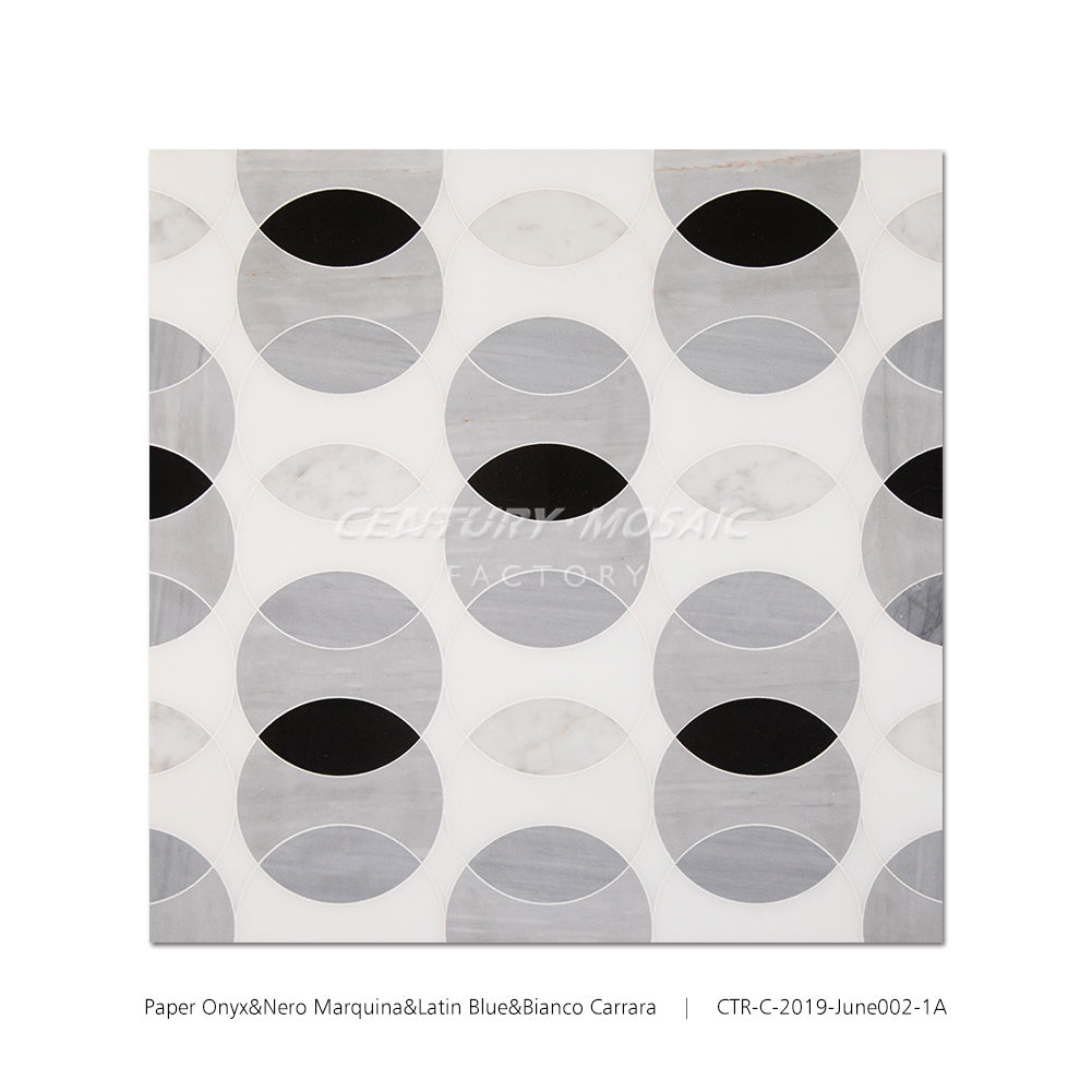 Flowers in the Rain Waterjet Marble White Circle Mosaic Wholesale